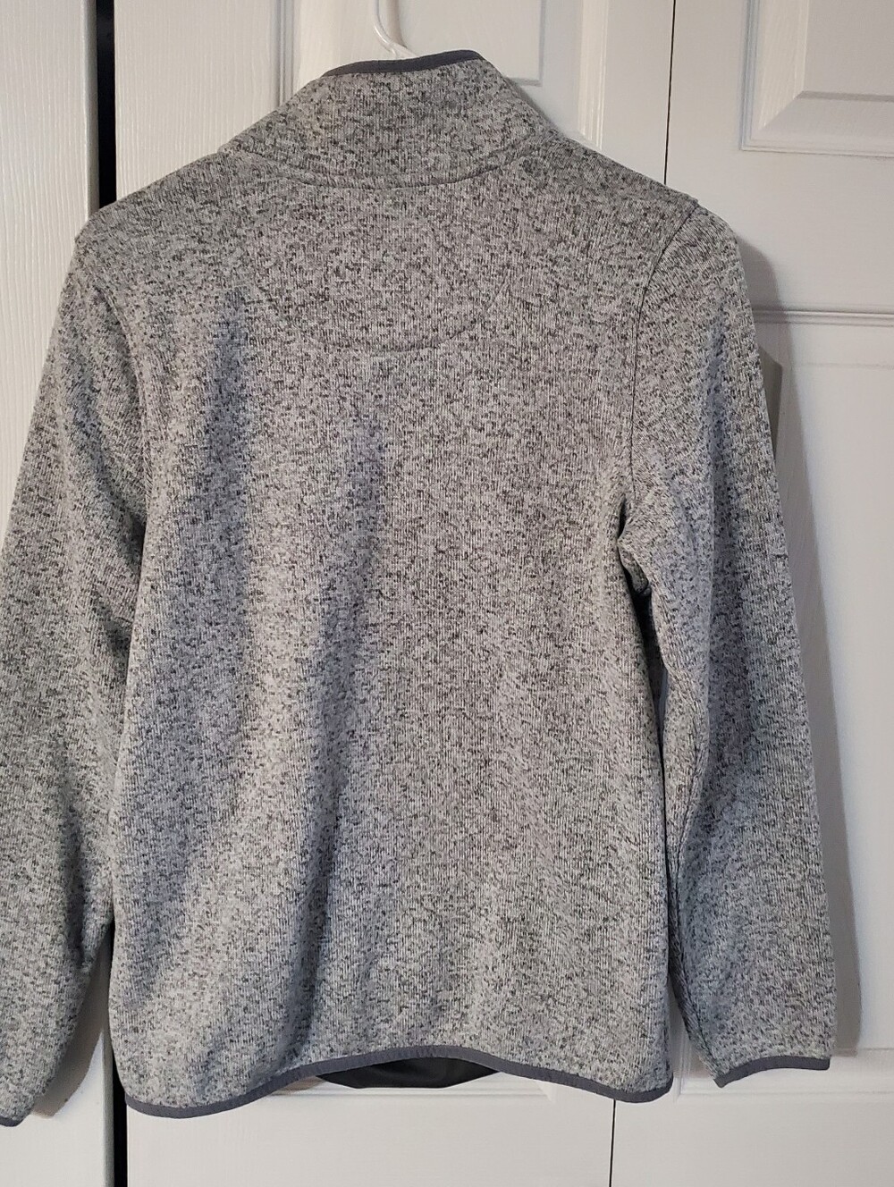 LL BEAN MED. SWEATER FLEECE PULLOVER PEWTER HEATHERED GREY LONG SLEEVES - Picture 7 of 7
